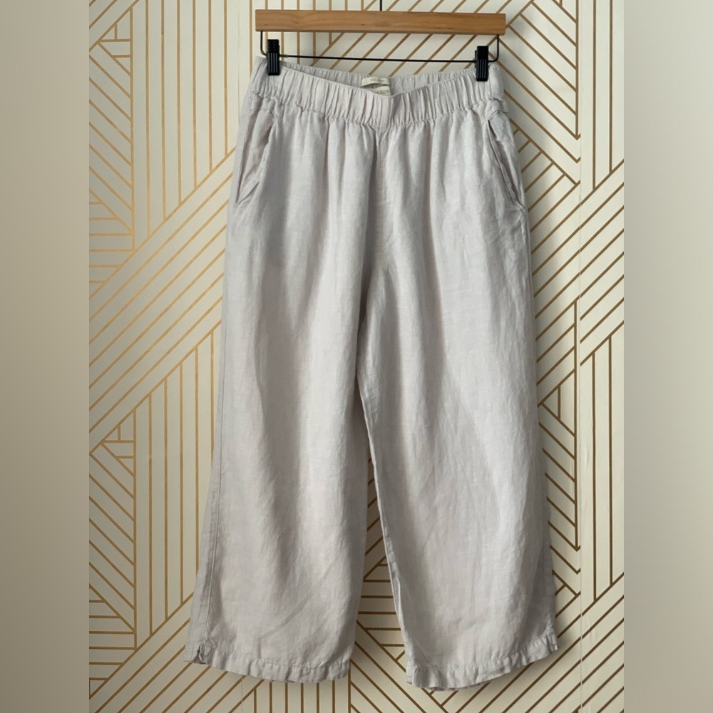 Cynthia Rowley 100% Linen Cropped culotte style crop Pant wide leg lagen look M - Picture 4 of 12